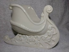 Partylite Sleigh Candle Holder Dip Condiment Santa Christmas Centerpiece 8"