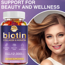 Biotin Collagen Vitamin Gummies for Hair Skin Nails, Premium Collagen Supplement