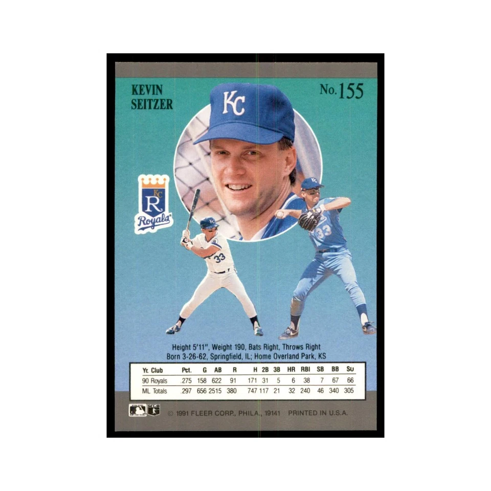Kevin Seitzer 1991 Fleer Ultra #155 Baseball Cards Baseball Card NM - Image 2 of 3