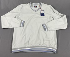 Camisa suéter de golf Donald Ross manga logotipo viento pequeña gris nueva con etiquetas precio de venta sugerido por el fabricante $155