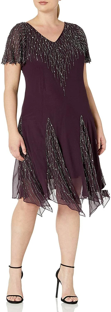 J Kara Women s Plus Size Short Beaded Dress