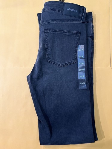 EXPRESS SLIM Straight Hyper Stretch Jeans Men's Size W32L36 Black - Picture 2 of 2