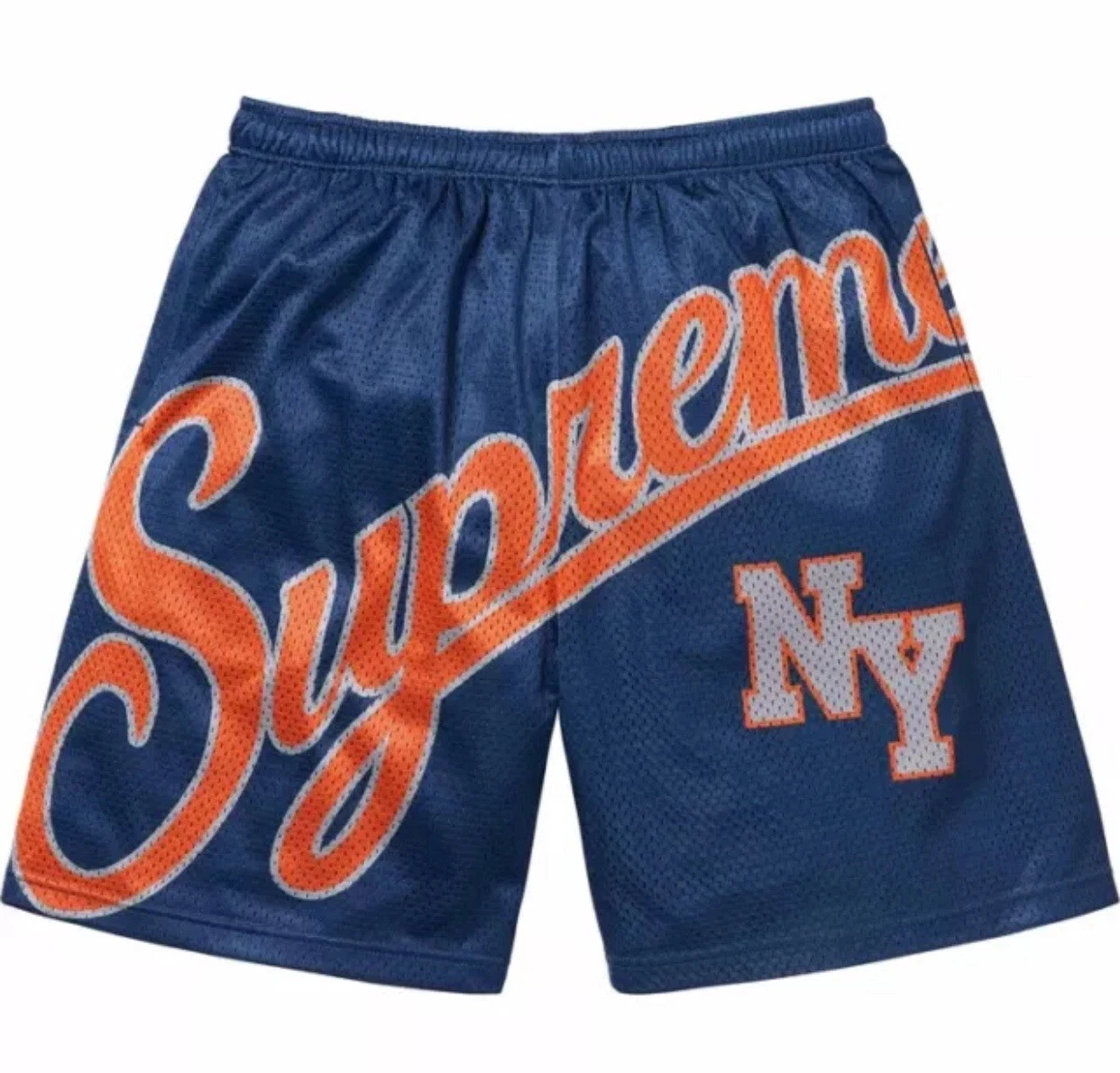 Short maille Supreme Big Script taille L neuf bleu marine orange gris