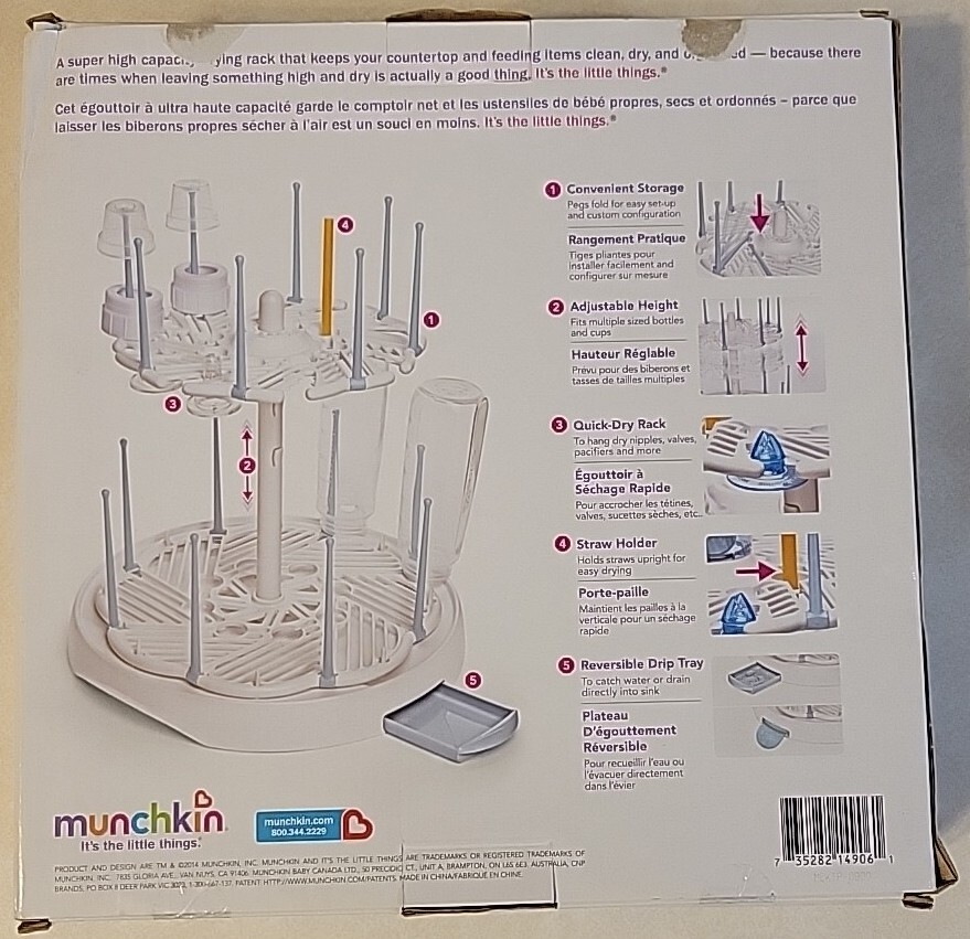 Munchkin High Capacity Drying Rack White Holds Up To 16 Bottles New In Box