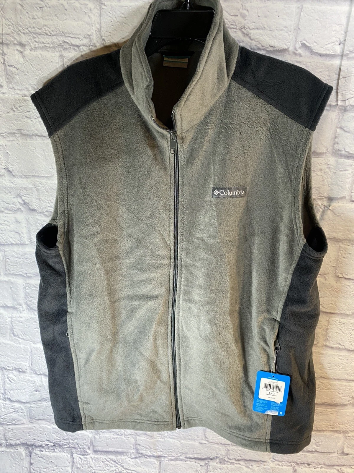 Columbia Men's Steens Mountain Sleeveless Vest Fleece Gray/Black Sz LG NWT