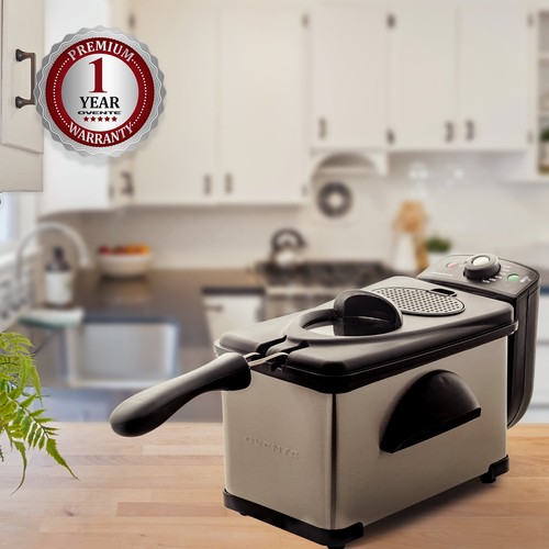 Electric Deep Fryer 2 Liter Capacity, 1500 Watt Lid with Viewing Window, Silver - Picture 9 of 10