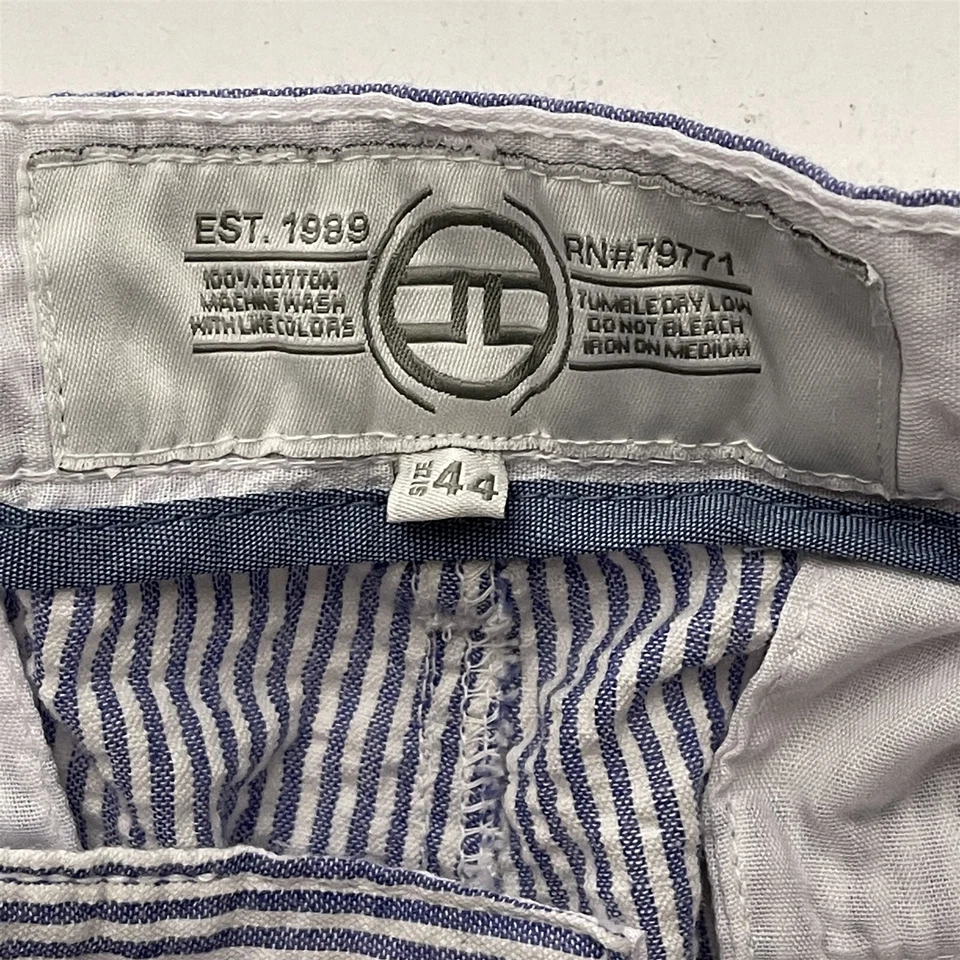 Pantalones Cortos Jordan Craig 44 x 10" Cinturón Azul y Blanco Rayas Algodón Seersucker Foto 4 de 4