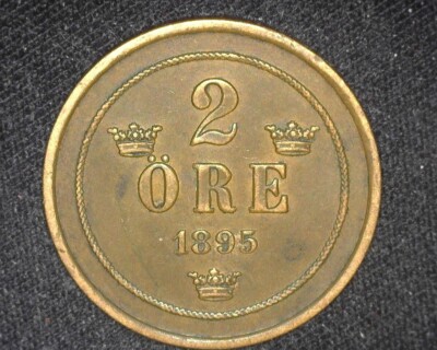 SWEDEN 1895 2 ORE KM746 EXTREMELY FINE ~MA627