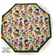 Quilted SNOWMAN XMAS Octagon Table Topper Reversible          