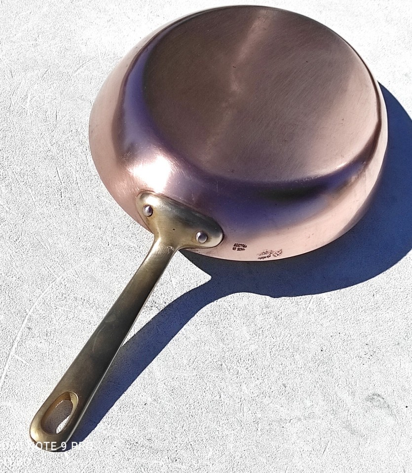 Vintage 20.1inch French Oval Copper Frying Pan Made in France Inox