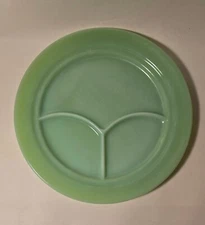 Vintage Green Fire King Jadeite Three Divided Plate Restaurant Oven Ware jadite