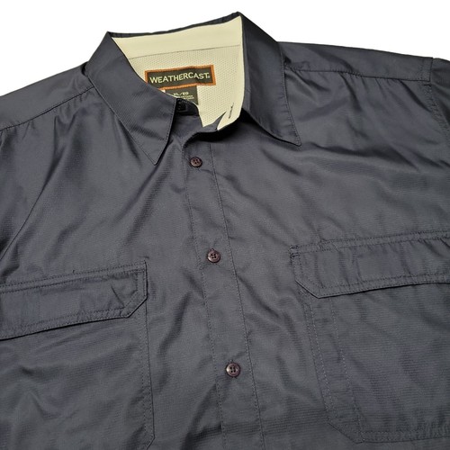 WEATHERCAST Outdoor Vented Fishing Hiking Zip Pocket Shirt Navy Blue Men XL NWOT