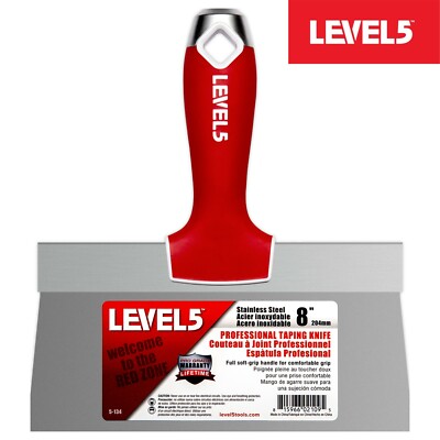 Level5 Profi Fassadenspachtel 8''/204mm, Softgrip-Griff, Klinge Edelstahl, 5-134
