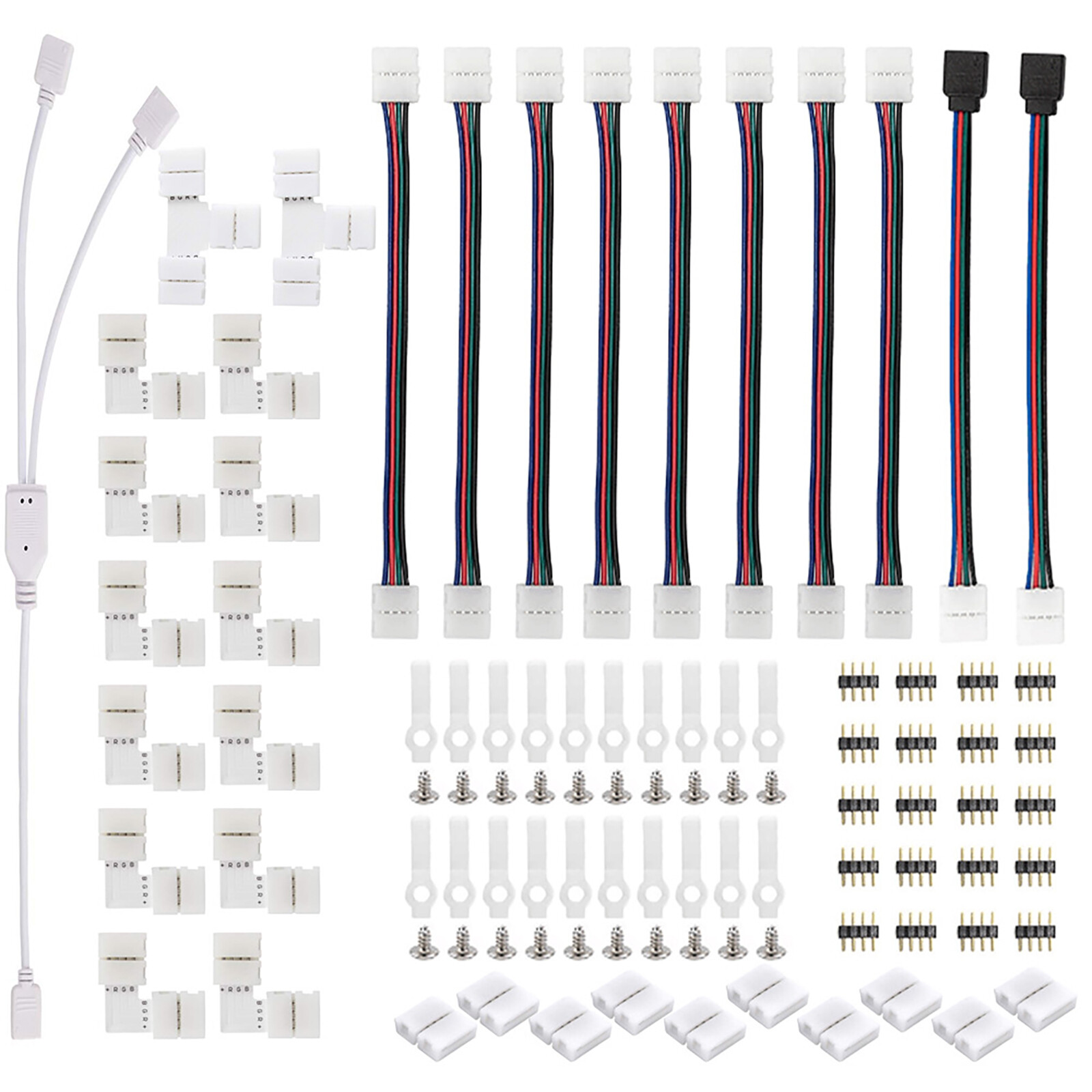75Pcs 4Pin RGB 5050 LED Connectors LED Strip Light Connector Accessories Kit
