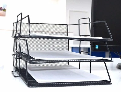 SHINE Executive Mesh Filing Front Loading Trays Document Letter Paper Wire Mesh 3 Tier