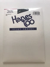 Hanes Too Control Top Reinforced Toe Silky Sheers Pantyhose Size EF Black