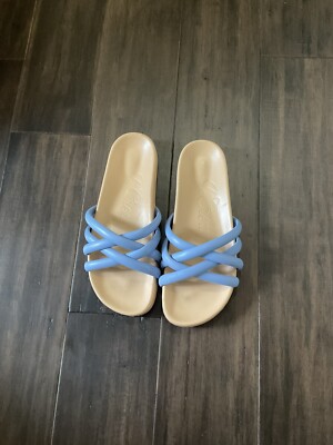 Pacific Cushy Leather Strappy Sandals Seascape Blue Size