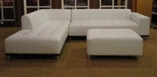 Modern contemporary white leather sectional sofa + chaise 2 pieces set #1707