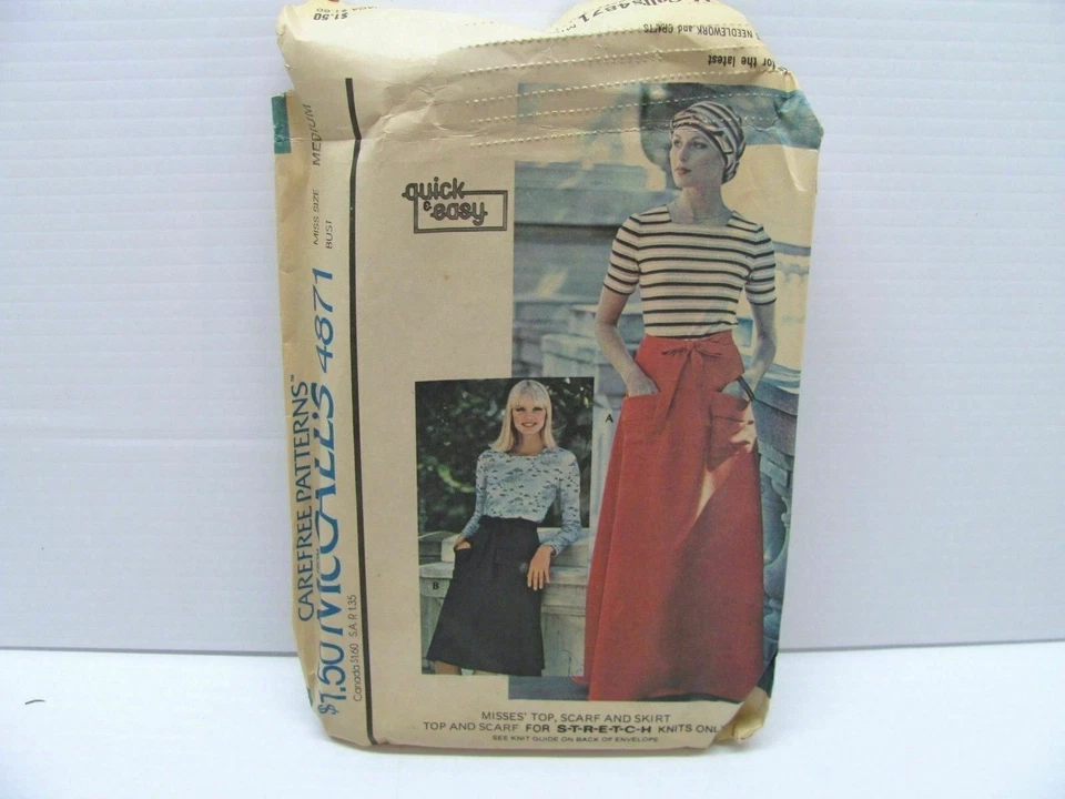 McCall's 4871 Misses Knit Top Scarf Skirt Size M Sewing Pattern #565 - Image 3 of 4