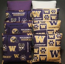 8 ALL WEATHER University of WASHINGTON HUSKIES Cornhole Bean Bags Waterproof