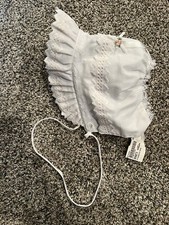 Vintage White Lacy Baby Bonnet, Size 16