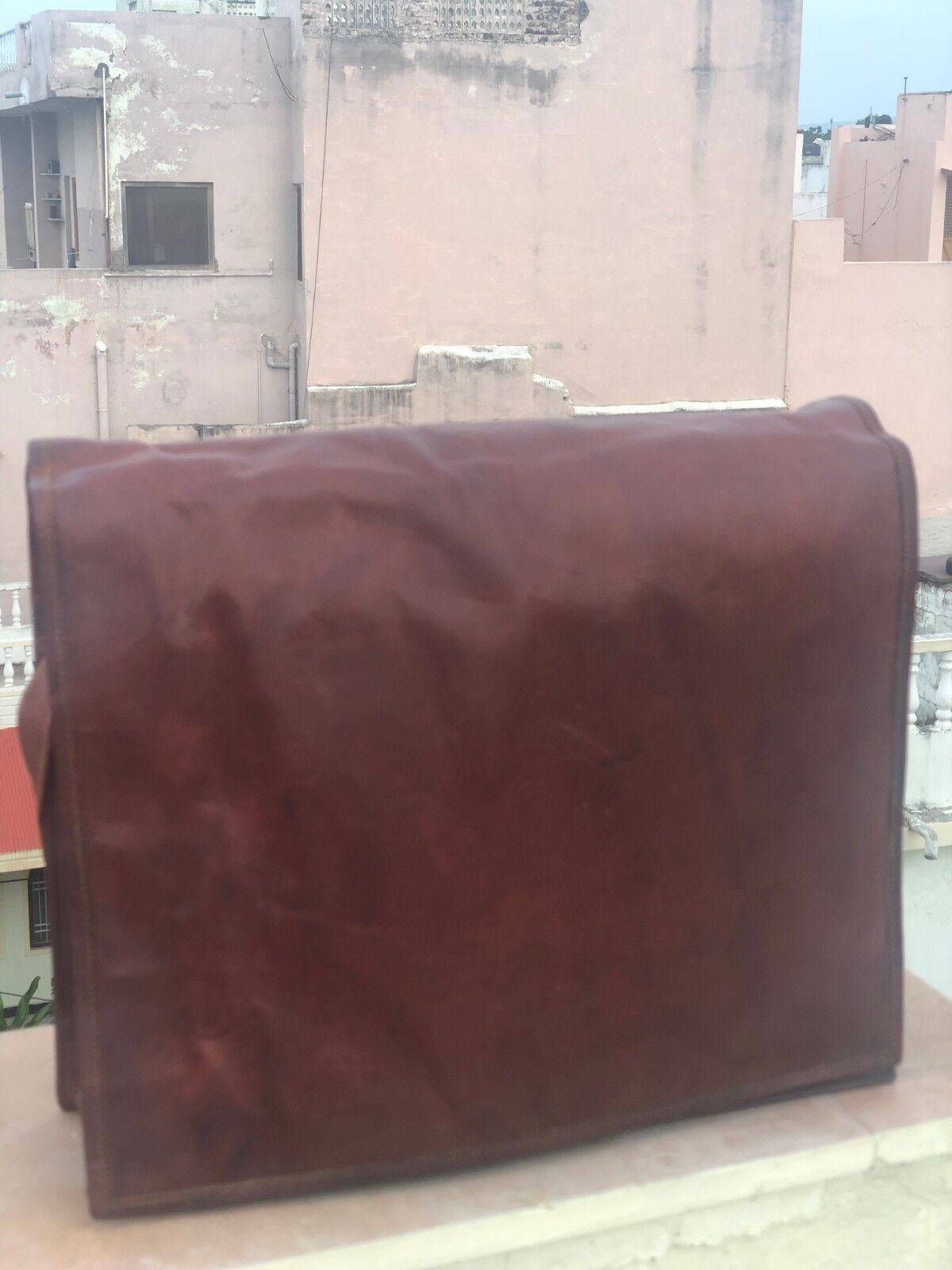 Maletín hecho a mano de cuero suave para ordenador portátil vintage para...