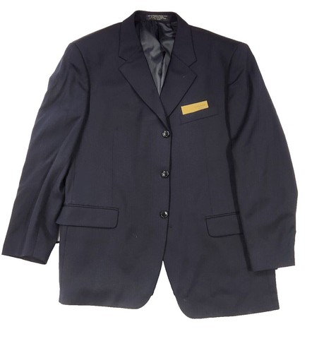 Ring Jacket Meister 2 Piece Suit Size 44 Wool Dark Navy Made In