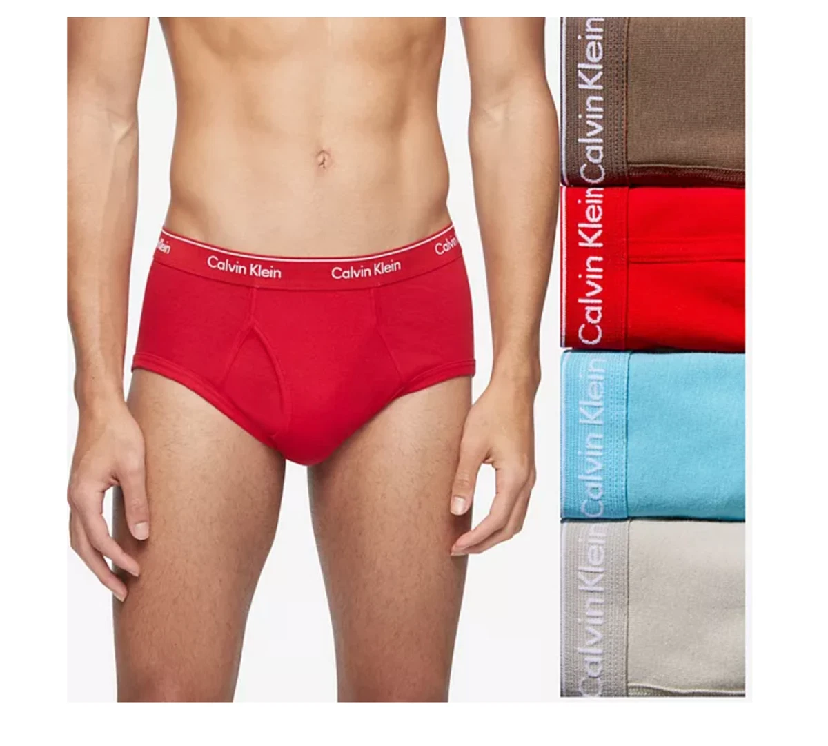 Men's 4-Pack Calvin Klein 100% Cotton Briefs Classic Fit CK Underwear  (G-B-G-R)