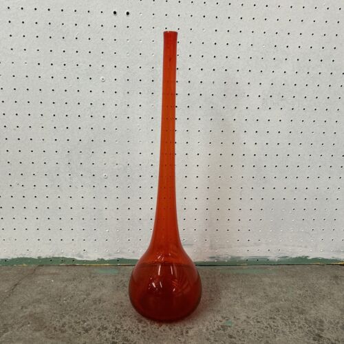 Blenko Vase 5616c Tangerine Orange 19-1/2” Tall Wayne Husted Mid Century Modern - Picture 1 of 7