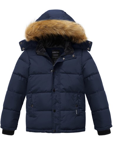 Wantdo Boy's Warm Winter Coat Hooded Thicken Puffer Jacket Waterproof Outerwear - Picture 28 of 62