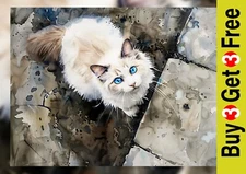 Captivating Cat Watercolor Painting Print 5"x7" on Matte Paper | Striking Art