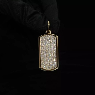 14K Yellow Gold Plated 2Ct Round Moissanite Pass Tester Pendant Charm Pendant
