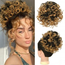 Women Curly Messy Bun Hairpiece Drawstring Clip in Curly Hair Piece Chignon Updo