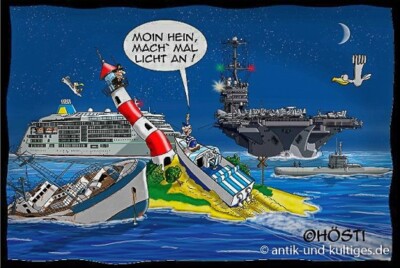 Lustige Postkarte ''Mach mal Licht an'' Hösti-Postkarte maritimes Motiv