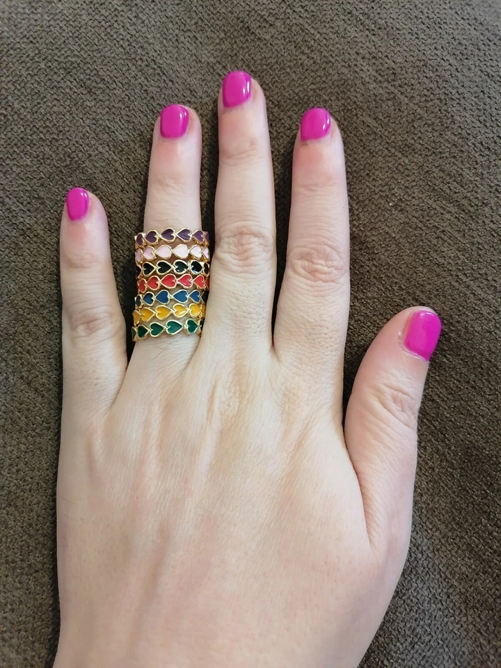 Anello donna smaltato cuori rosso. Vari colori. San Valentino *StarRose bijoux* - Immagine 2 di 2