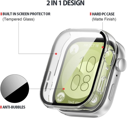 Hülle für Huawei Watch Fit 3 Schutzhülle Schutzglas Display Panzerfolie Full 9H - Bild 7 von 15
