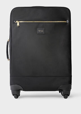 Paul Smith Black 'Signature Stripe' Nylon Four-Wheel Suitcase $895 