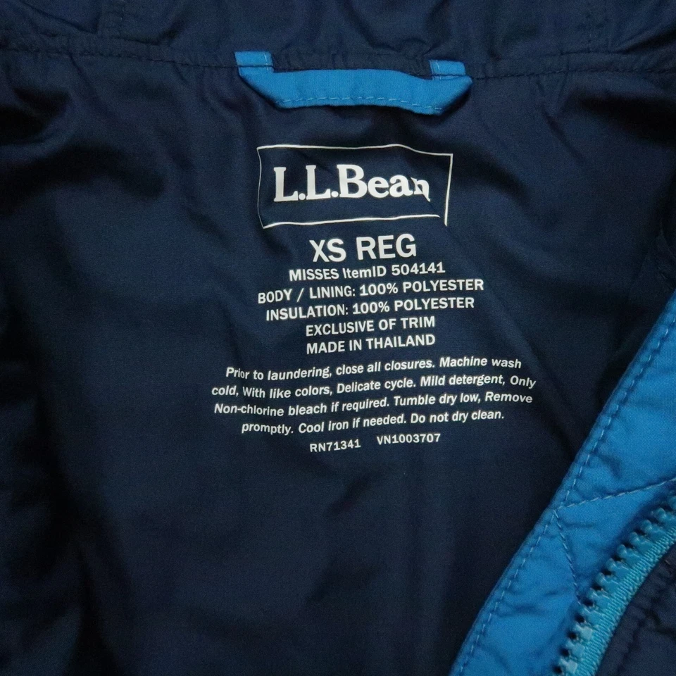 LL Bean Jacket Womens Extra Small Blue Katahdin Insulated Pullover Half Zip XS - Image 3 of 4