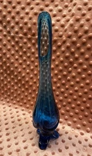 Vintage Viking Bluenique Epic Drape 3 Toe SwungGlass Vase 11 1/2 Inches MCM