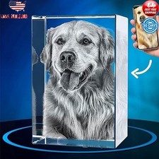 Personalized Pet Memorial 3D Crystal Photo Laser Engraved Gifts Dog Lovers New