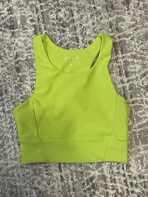 Wilo The Label Neon Yellow Ribbed Longline Active Sports Tank Small