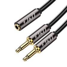 J&D 3.5mm TRS Female to Dual 3.5mm TS Male Y Splitter Cable, Stereo to Mono B...