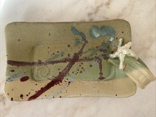 Made in Maine Ręcznie robiona taca ceramiczna do serwowania / toaletka Prostokątna z rozgwiazdami Oceanu