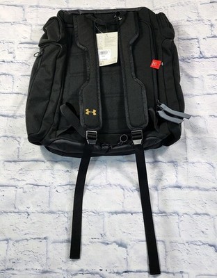 Under Armour UA Project Rock Duffle Backpack Bag Black Gold Gym