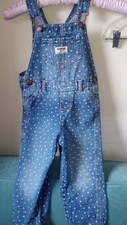 Vintage Oshkosh B'gosh Originals Overalls Denim Jeans Hearts Size 3T Girls Pre-O