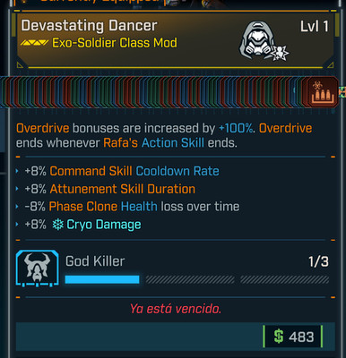 Borderlands 4   MODDED Class Mod    RAFA Dancer Lvl 1 All Skills Maxed PS PC XB