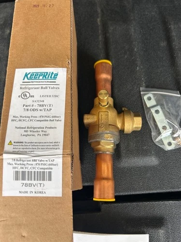 R410A valve Keeprite 78BVT Ball valve, refrigerant, 7/8" ODS, with tap