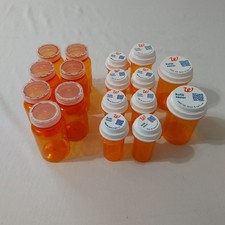 Lot Of 17 Empty Plastic Rx Pill Prescription Medicine Bottles For Crafts
