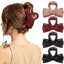 Bow Claw Clips for Women, 3.1  Non-Slip Cute Bow Hair Clip, 4 Pcs