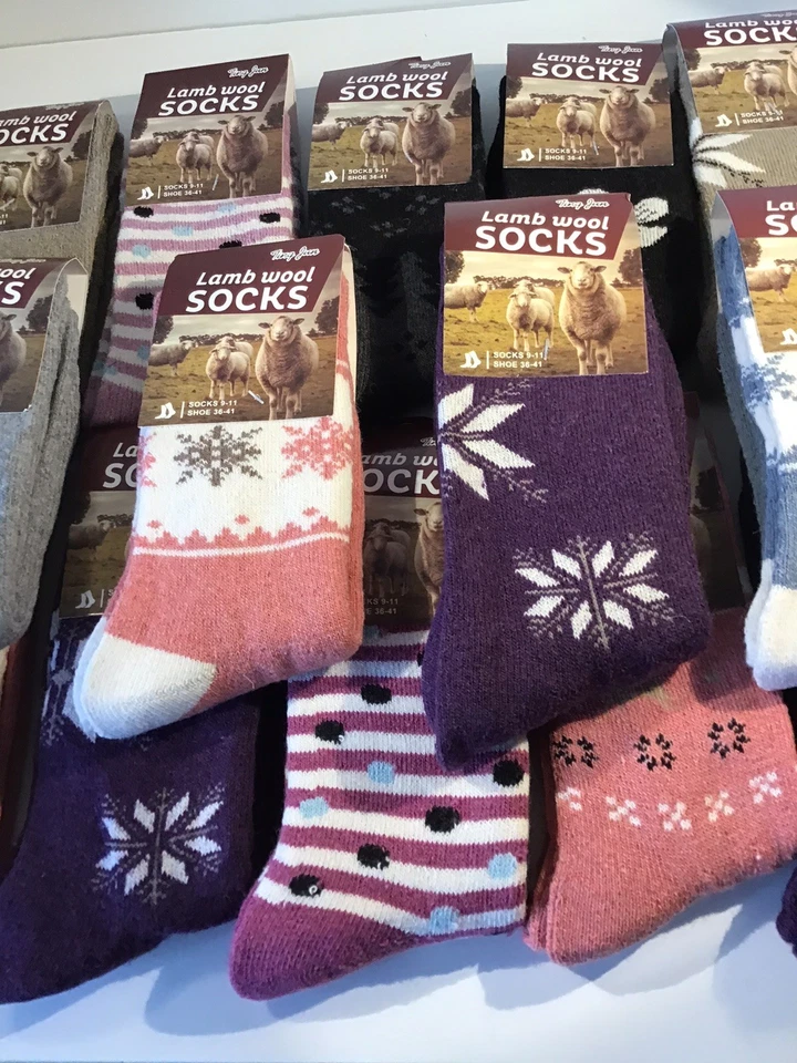 Mujeres Calcetines de Lana de Cordero 12 Pares Botas Térmicas Calcetines Crew Talla 9-11 Envío Gratis Foto 2 de 4